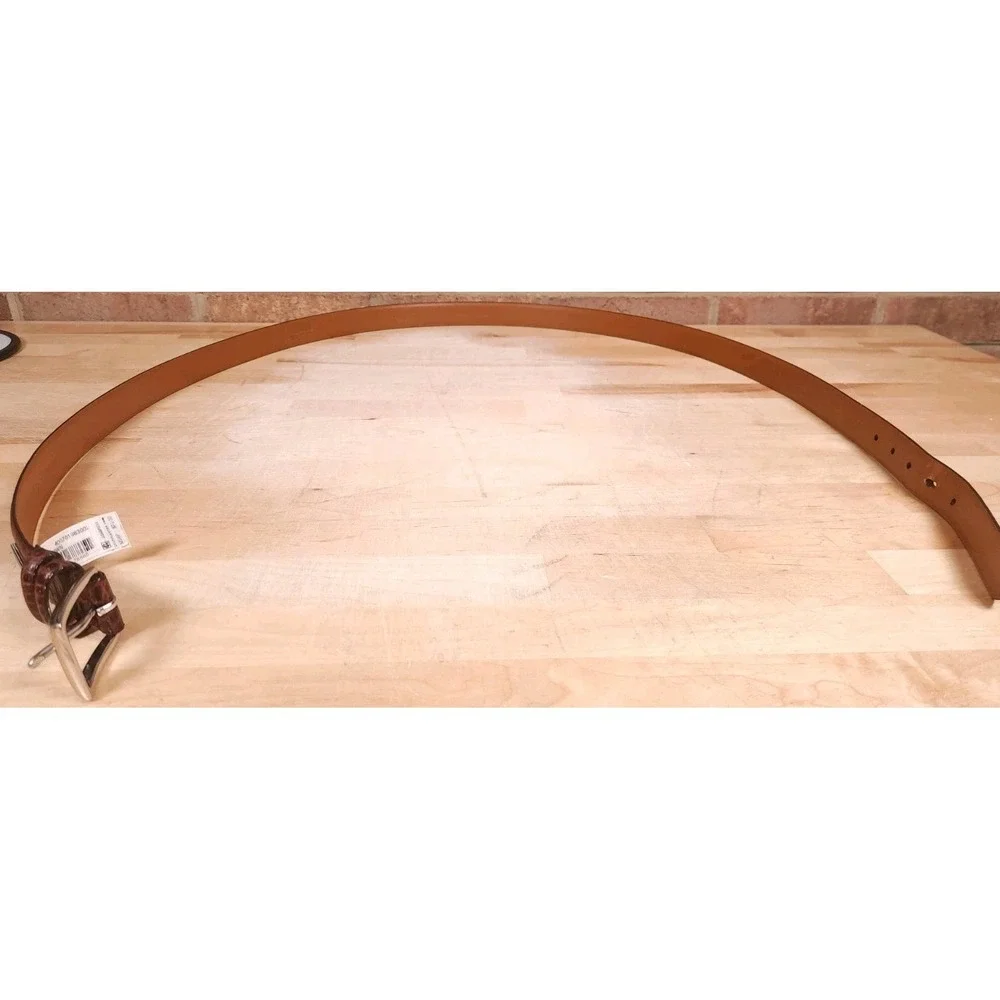 Polo Ralph Lauren Faux Alligator Brown Italian‎ Leather Belt Mens Size 56 / 140